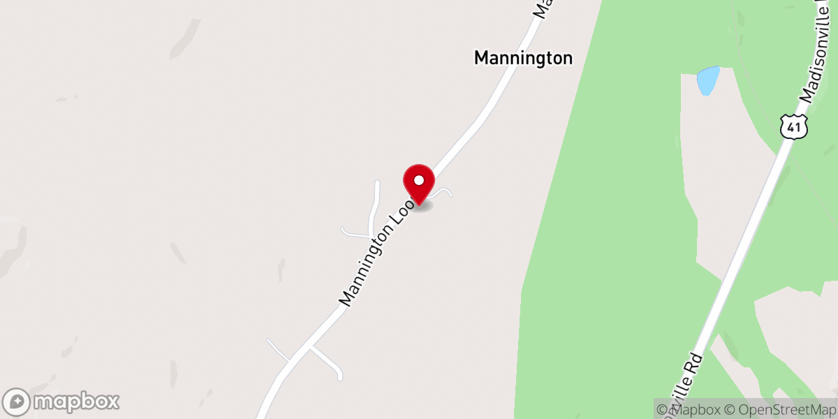 Map showing location of Mannington Baptist Church