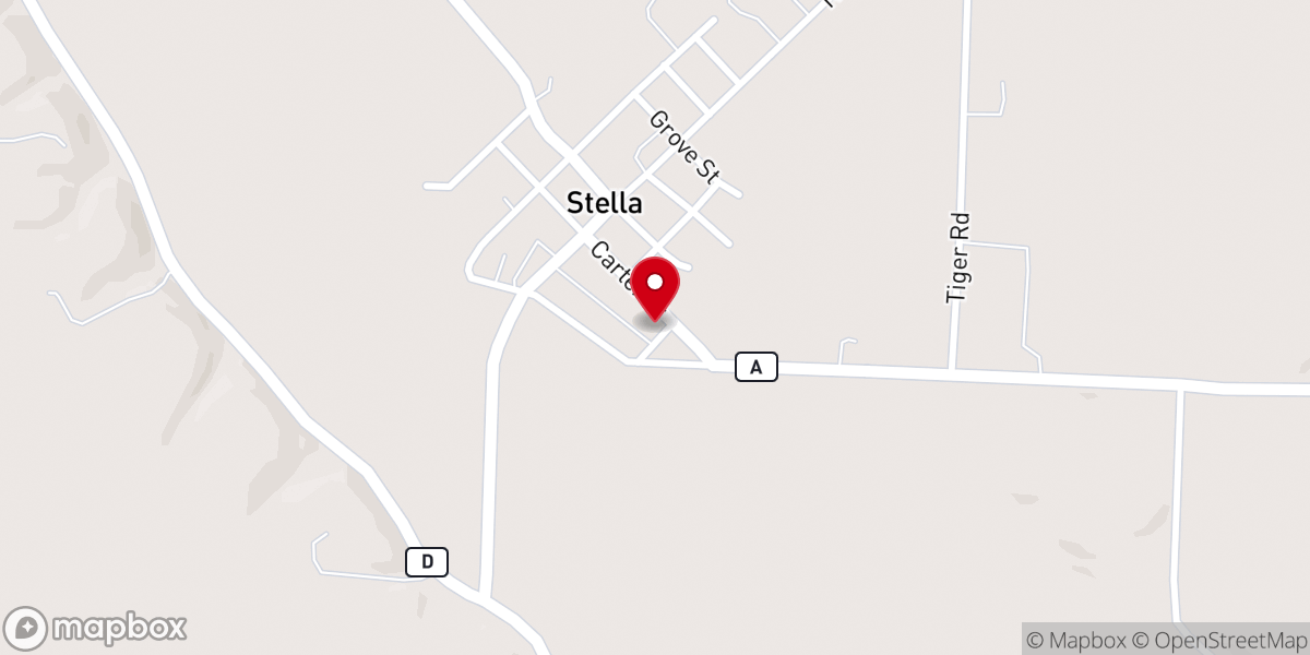 Map showing location of Stella United Methodist Church