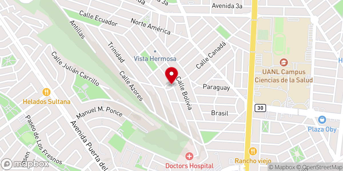 Map showing location of Parroquia Nuestra Señora de Lourdes
