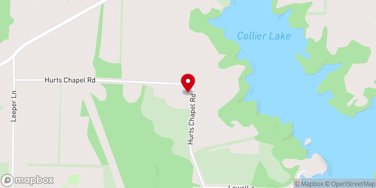 Map showing location of Hurt's Chapel CME Church