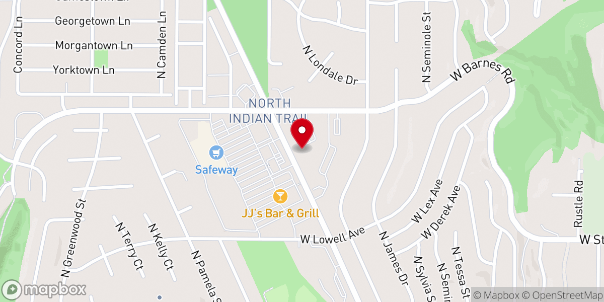 Map showing location of Indian Trail Church