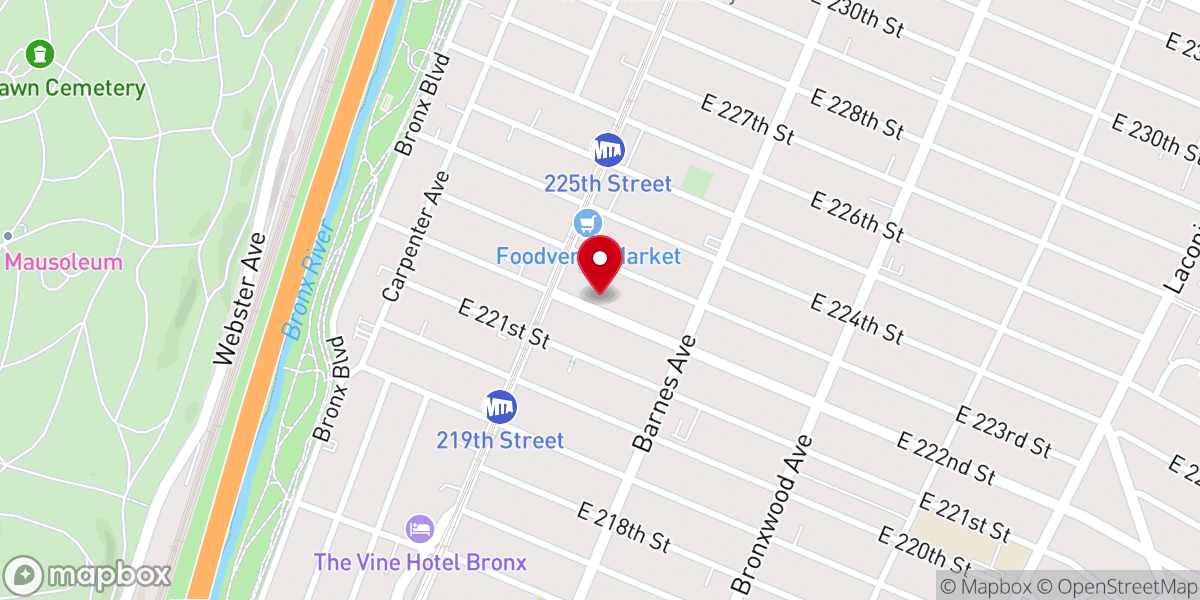 Map showing location of Full Gospel Tabernacle