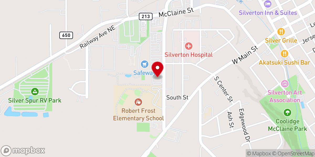 Map showing location of Silverton First Baptist Church