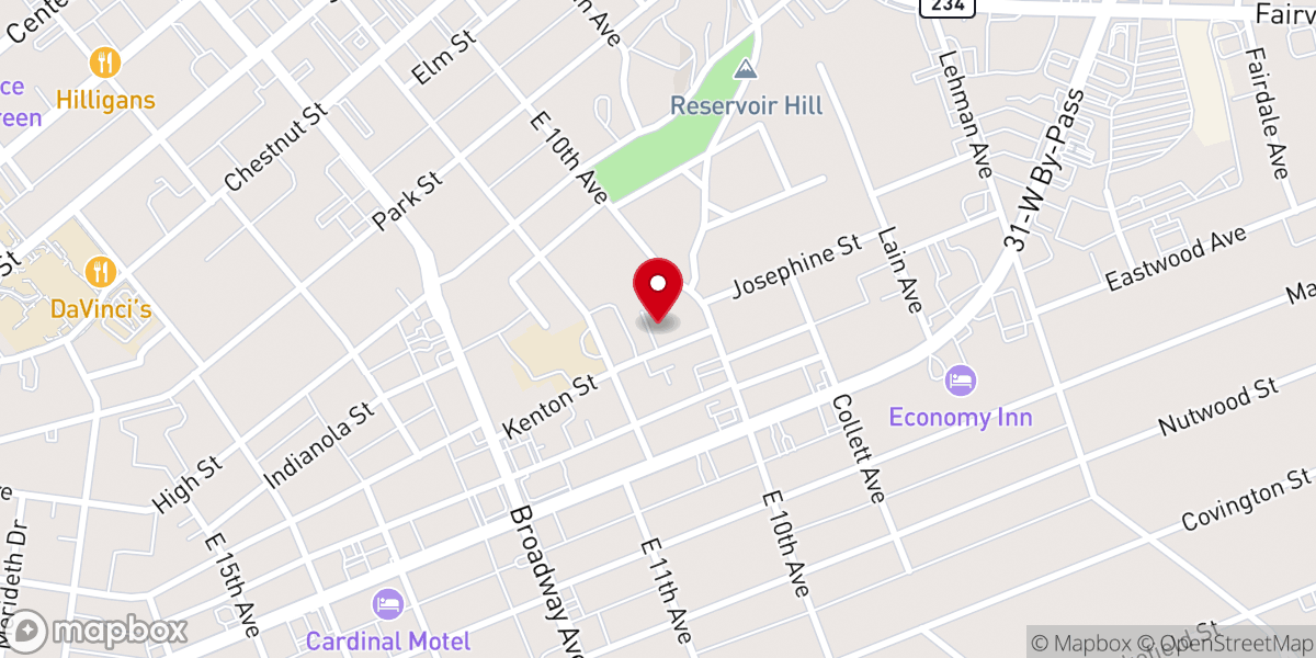 Map showing location of Eleventh St Baptist Church