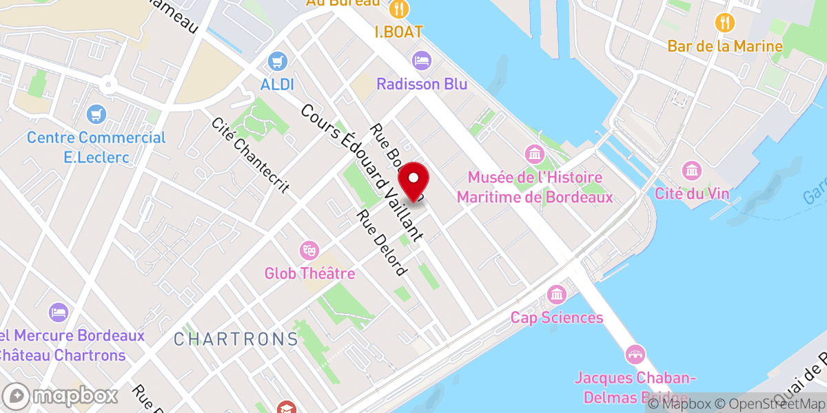 Map showing location of ICC Impact Centre Chrétien Bordeaux Ville