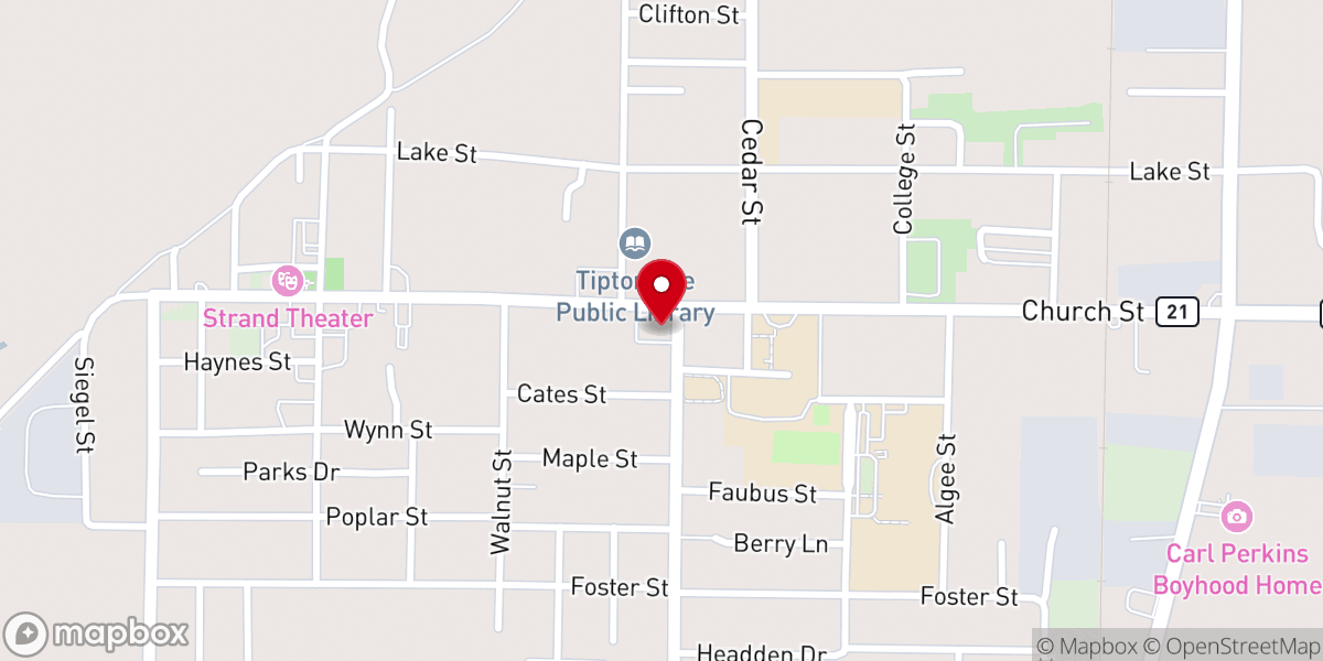 Map showing location of First Baptist Church