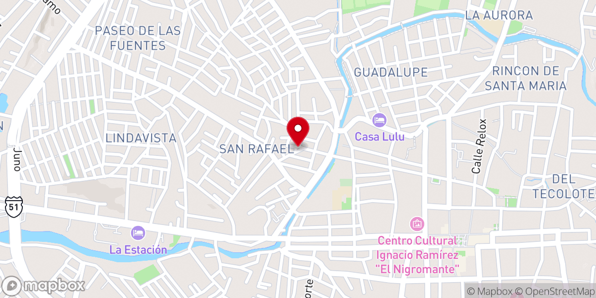 Map showing location of Iglesia Santa Cruz
