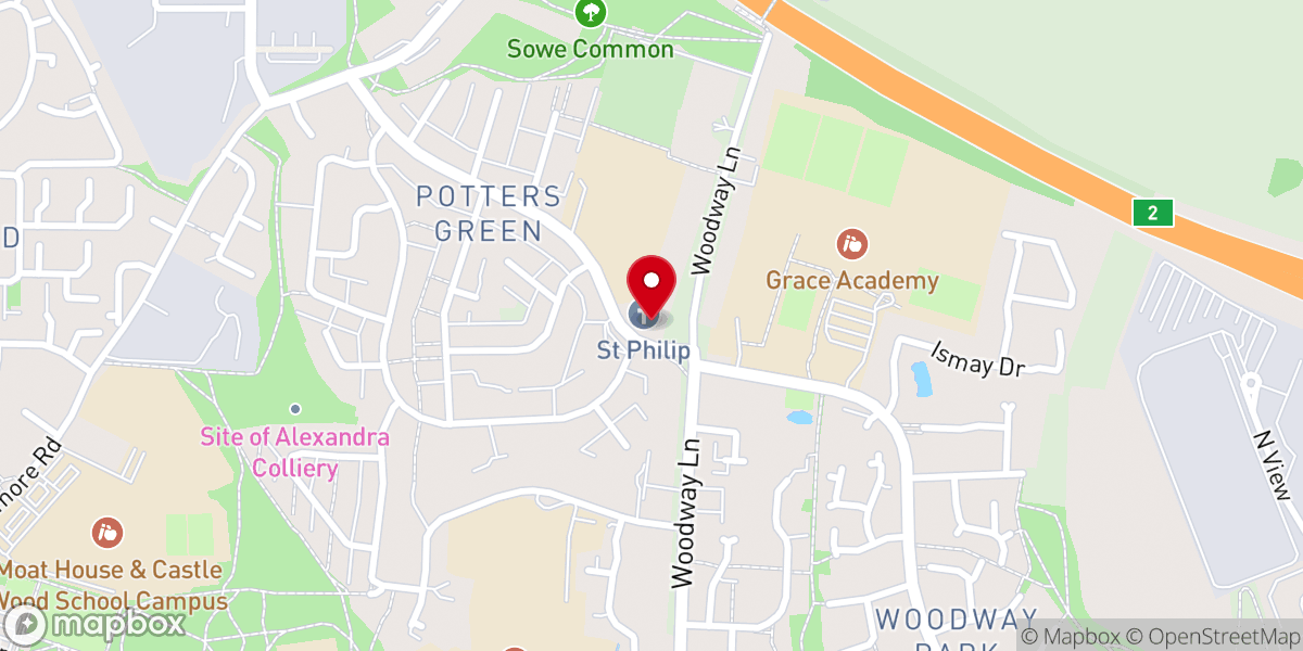 Map showing location of Coventry Worship Centre ( CWC Church )