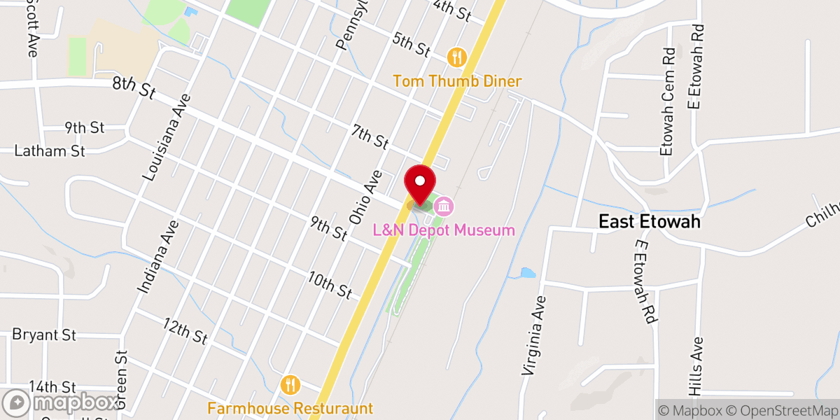 Map showing location of Etowah