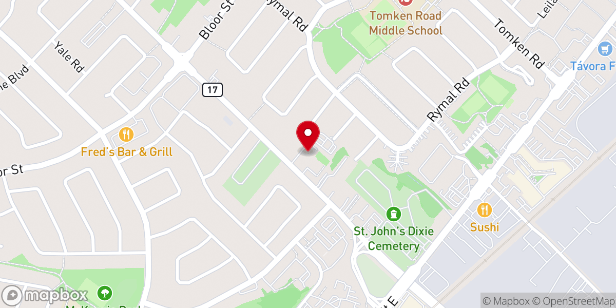 Map showing location of Salvation Army Mississauga Temple Community Church