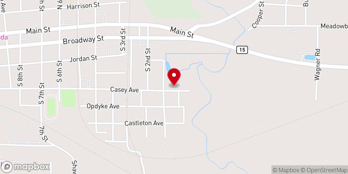 Map showing location of Casey Avenue Missionary Baptist Church