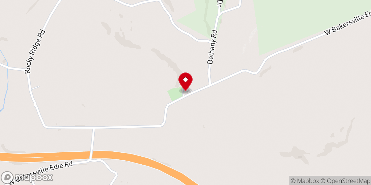 Map showing location of Bethany Church of Somerset County