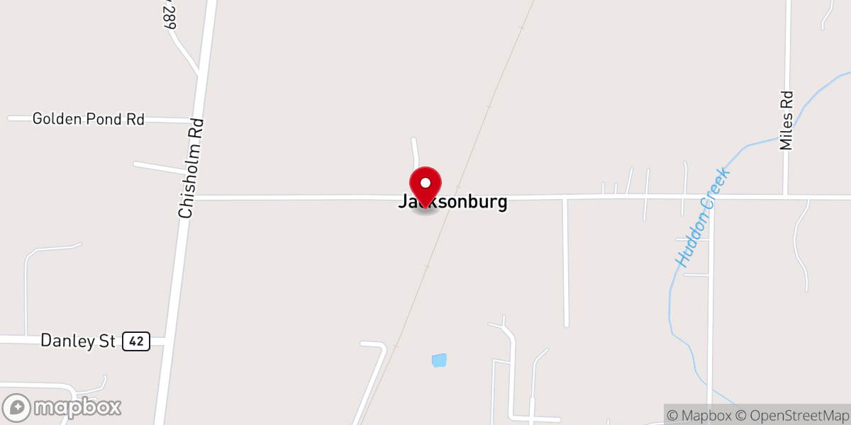 Map showing location of Jacksonburg Church of Christ