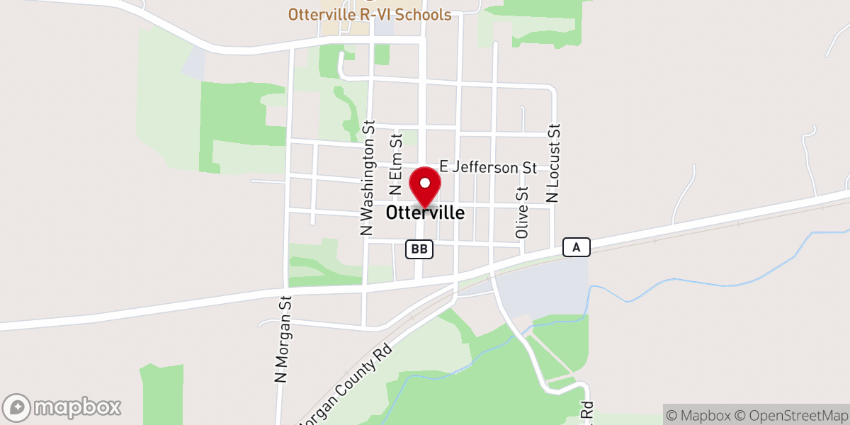 Map showing location of Otterville Presbyterian Church
