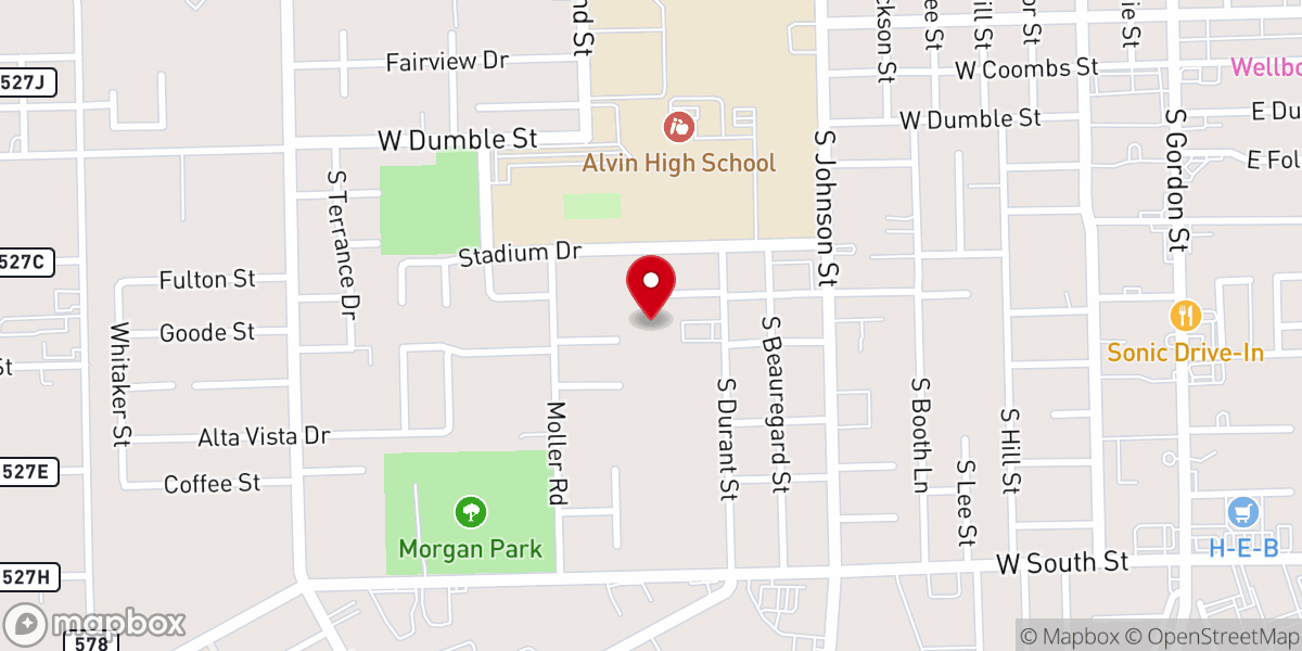 Map showing location of Alvin Community Food Pantry
