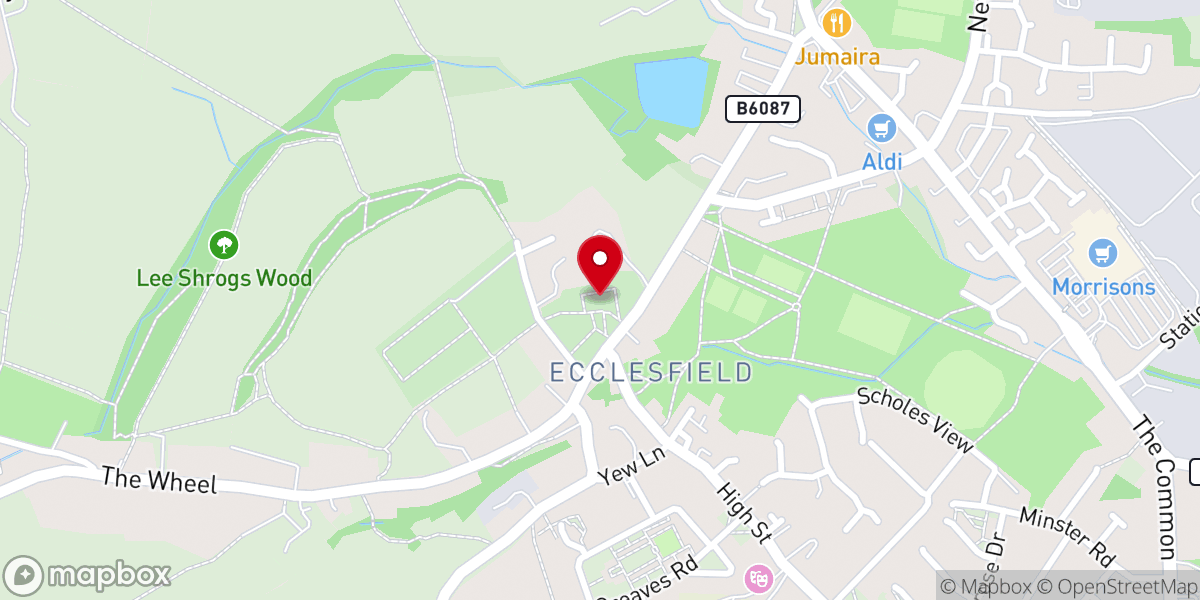 Map showing location of St Mary the Virgin Church, Ecclesfield