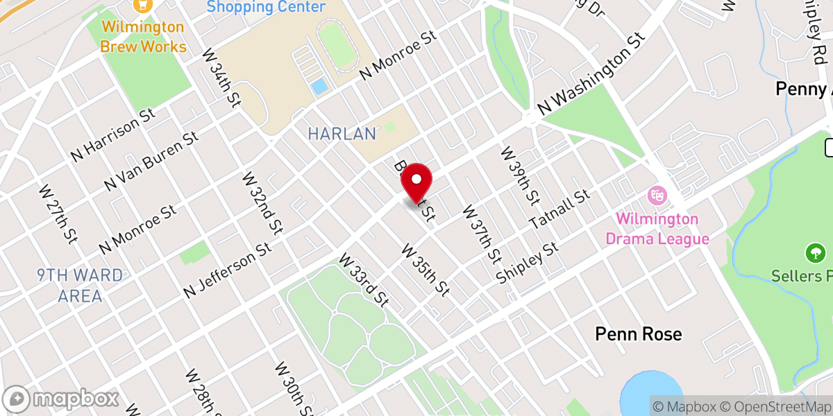 Map showing location of Wilmington Apostolic Pentecostal Church