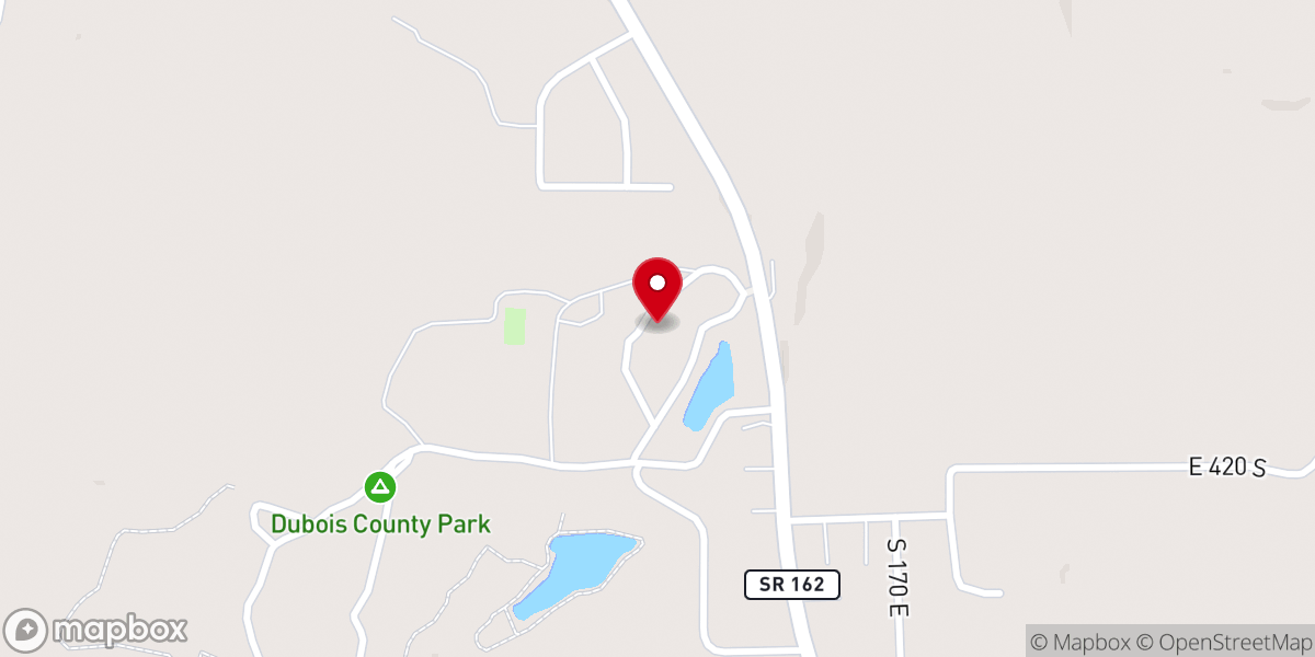 Map showing location of Dubois County Fairgrounds