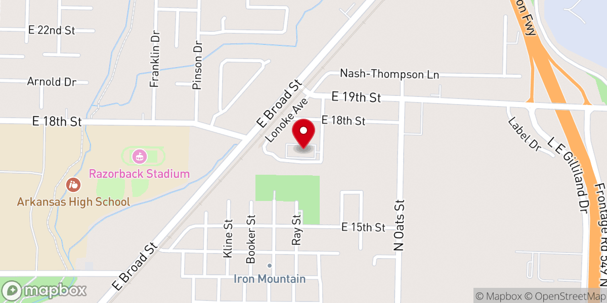 Map showing location of Lonoke Baptist Church