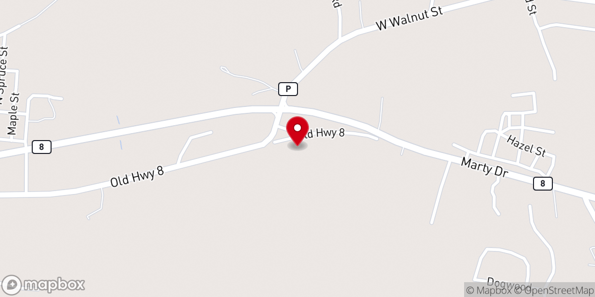 Map showing location of Mineral Area Baptist Church