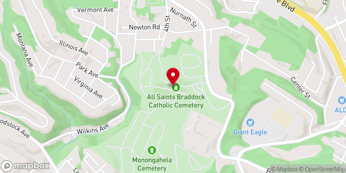 Map showing location of All Saints Braddock Catholic