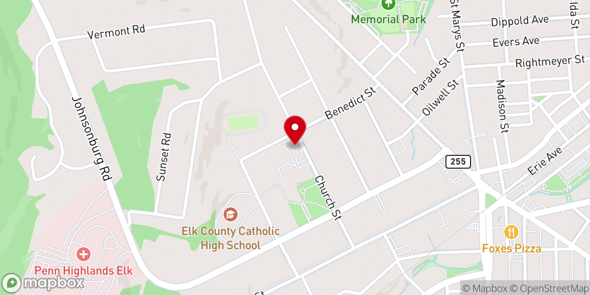 Map showing location of St. Marys Church Parish Center