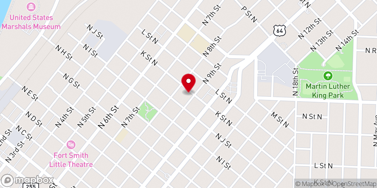 Map showing location of Ninth Street Missionary Baptist Church