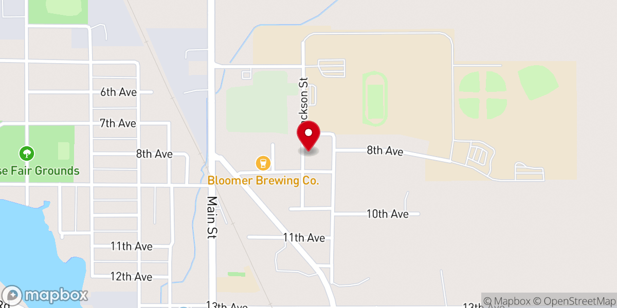 Map showing location of Bloomer Food Pantry