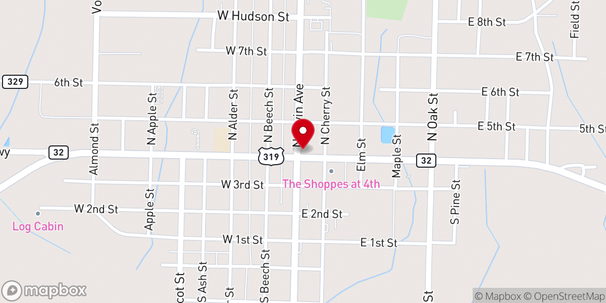 Map showing location of Catfish House
