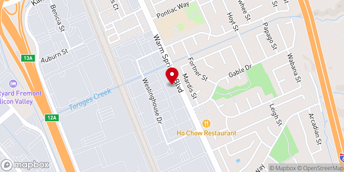 Map showing location of The Church in Milpitas