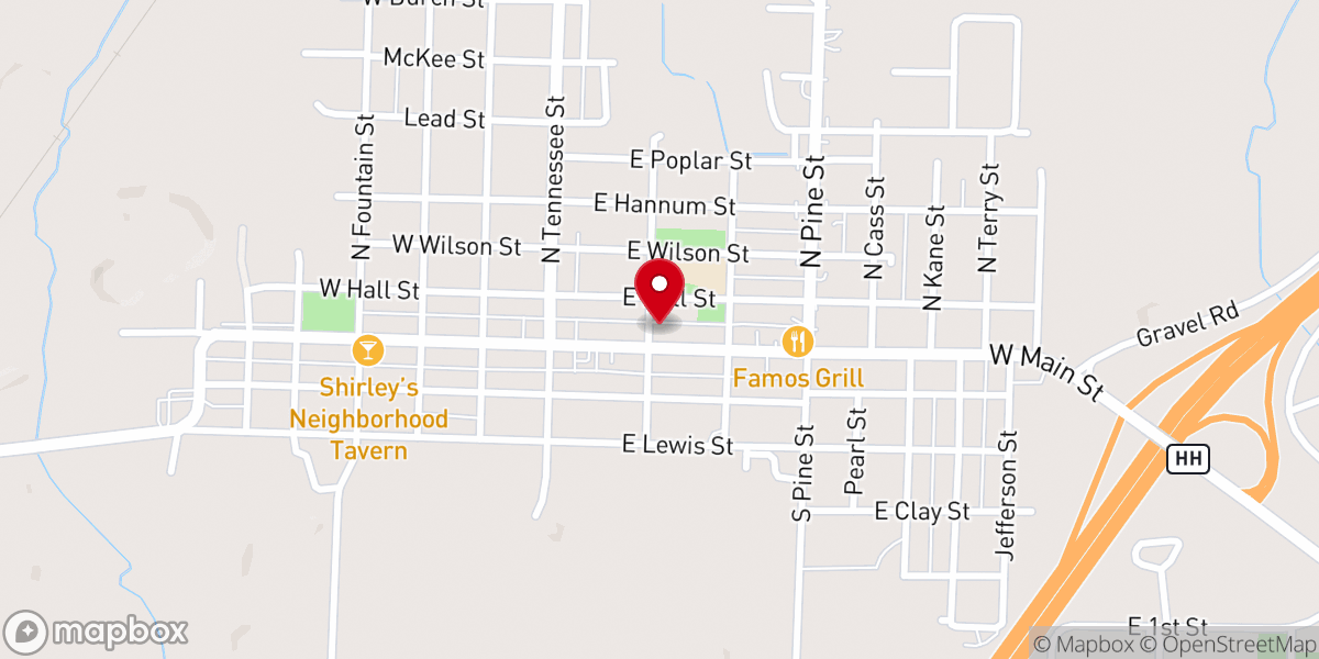 Map showing location of Carterville First Baptist Church