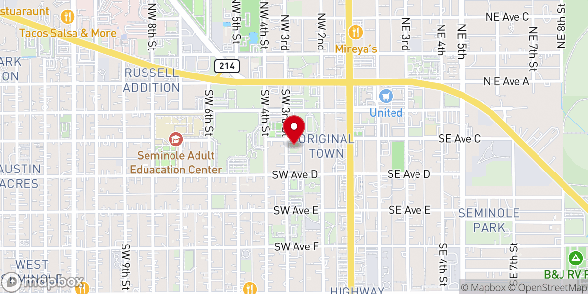 Map showing location of First Presbyterian Church