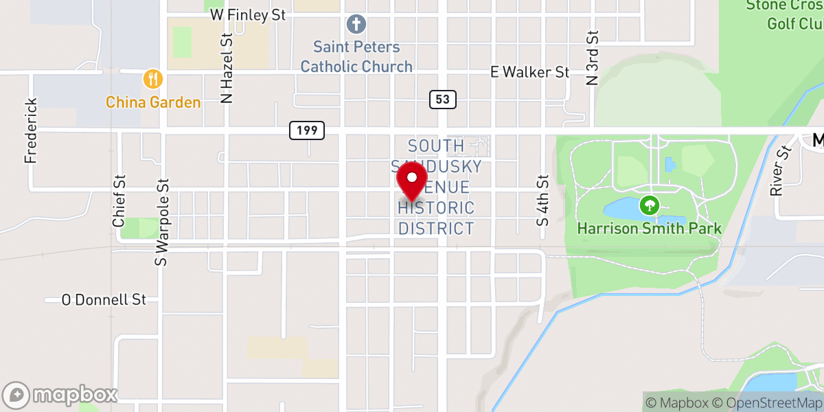 Map showing location of Glazed Over