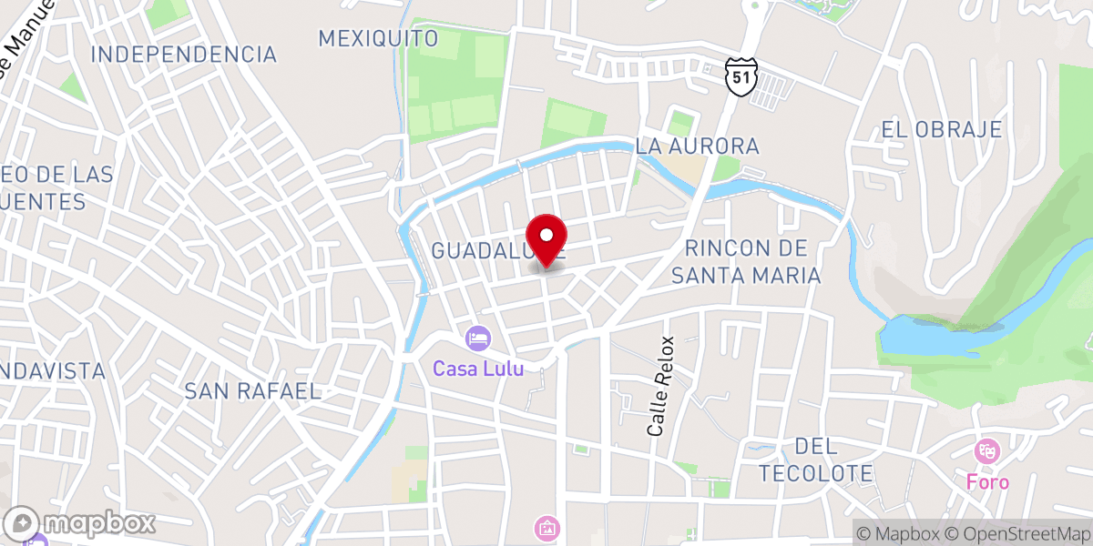 Map showing location of Templo de Cristo Rey