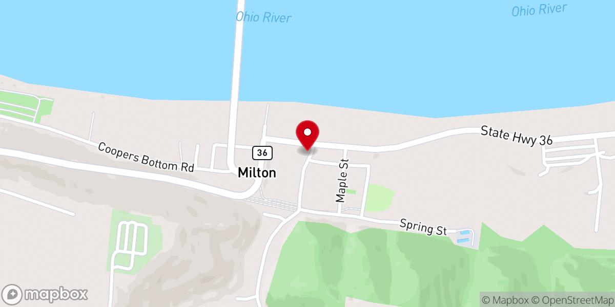 Map showing location of Milton Christian Church - Clifton "preachercliff" Hartley, Minister