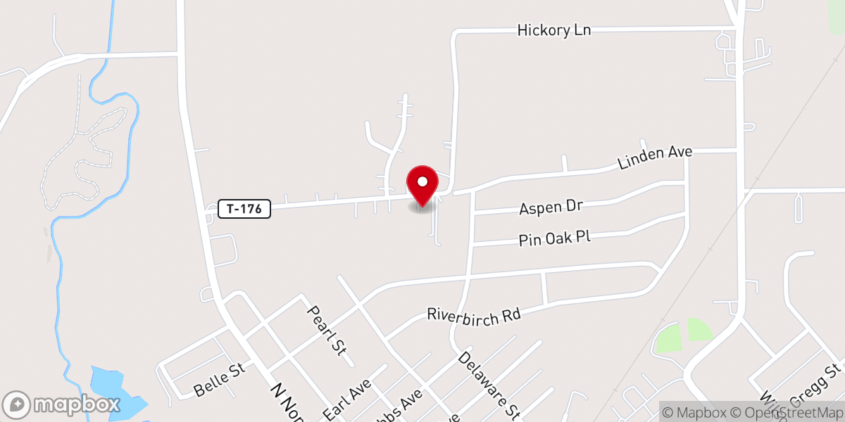 Map showing location of Hickory Lane Church of Christ