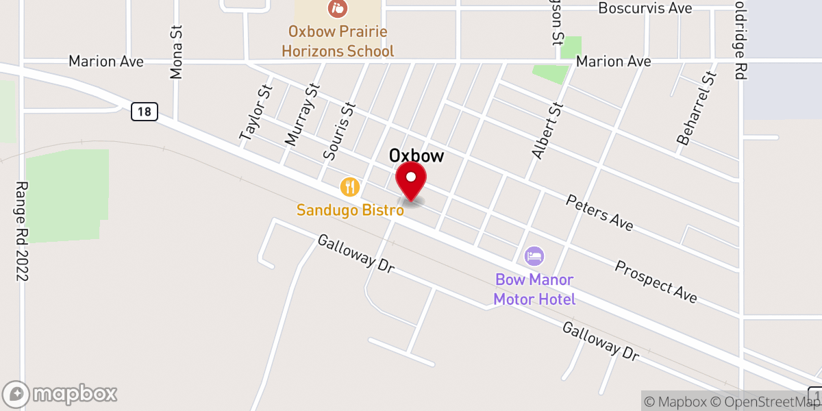 Map showing location of Oxbow Lighthouse Foursquare Gospel Church