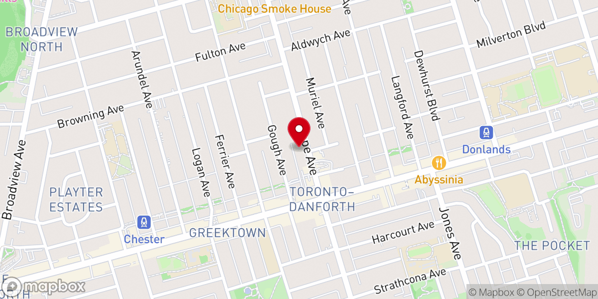 Map showing location of Calvary Church Toronto