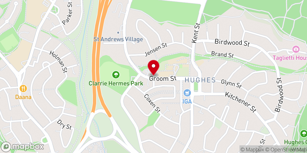 Map showing location of Hughes Baptist Church