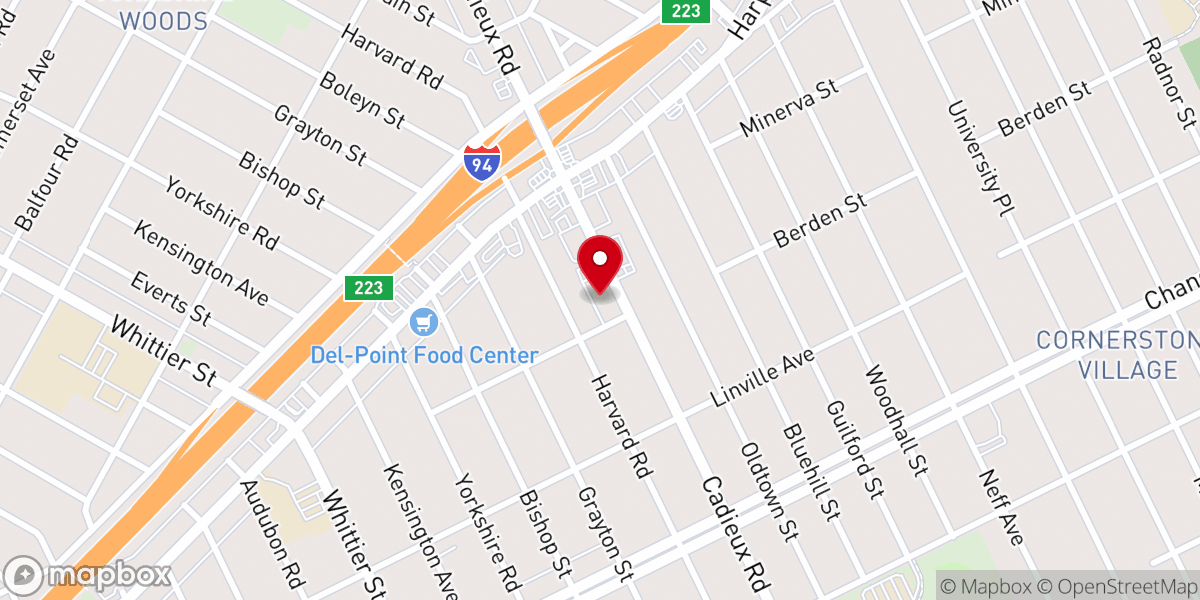 Map showing location of Calvin East Presbyterian Church