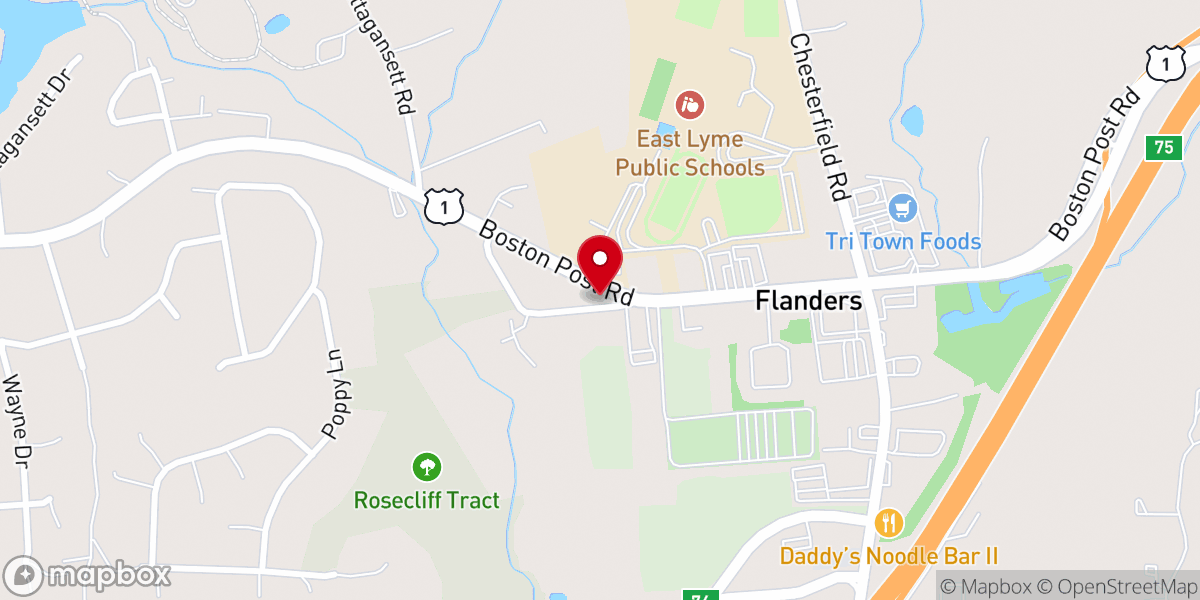 Map showing location of Flanders Baptist and Community Church