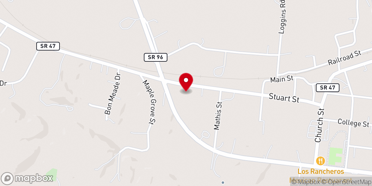 Map showing location of Burns Primitive Baptist Church