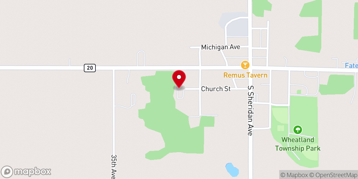 Map showing location of St. Paul's Lutheran Church