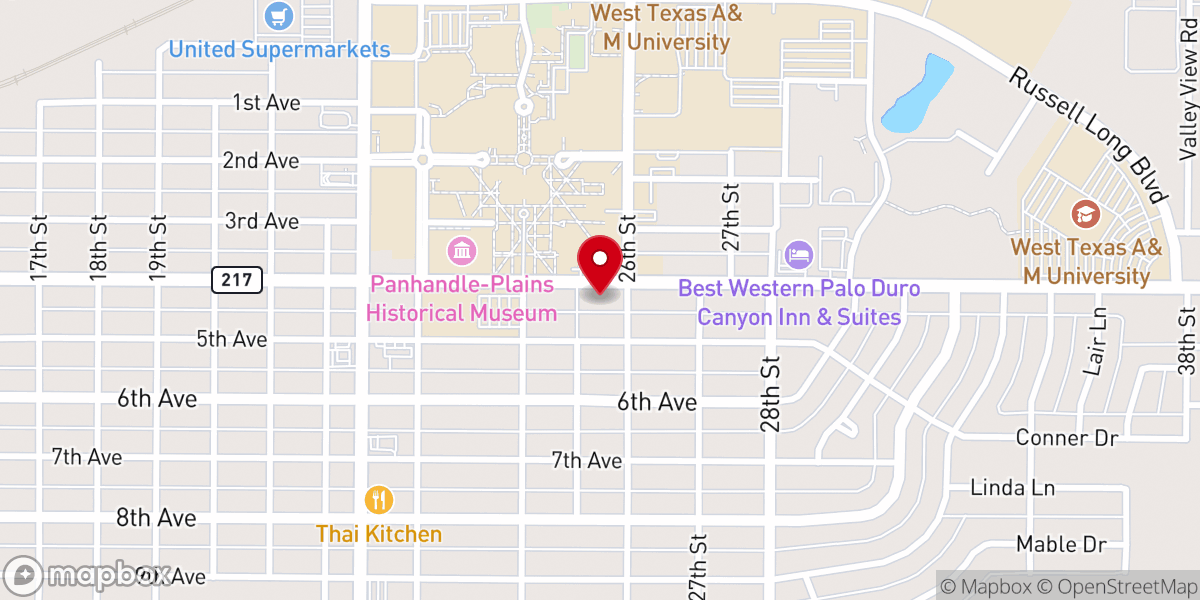 Map showing location of BSM at WTAMU