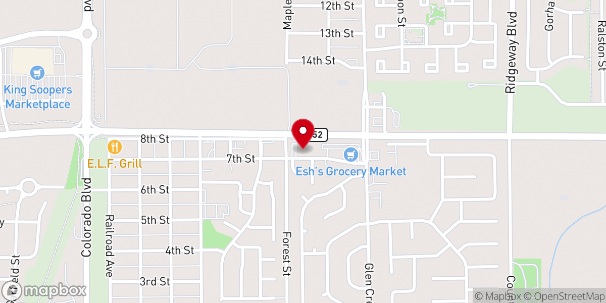 Map showing location of Frontier Church - Carbon Valley