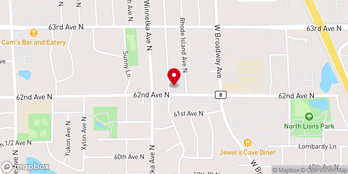 Map showing location of First Lutheran Church of Crystal (ELCA)
