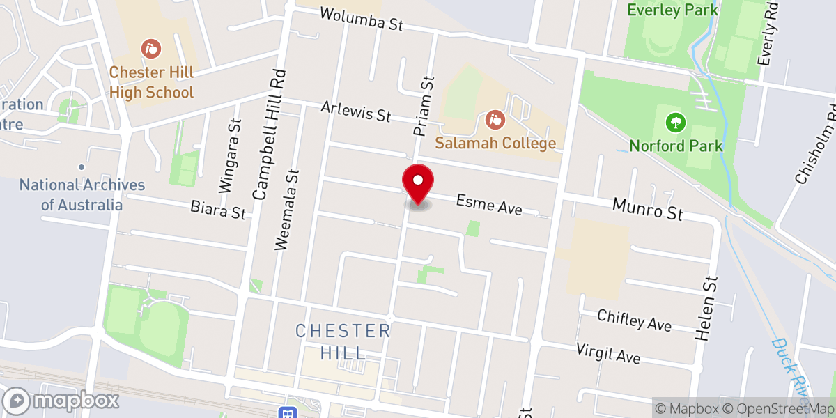 Map showing location of Chester Hill Baptist Church