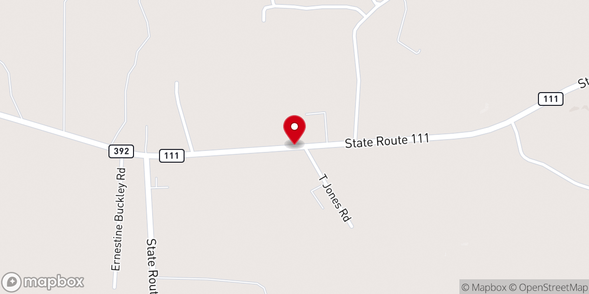 Map showing location of Toledo Bend Baptist Church