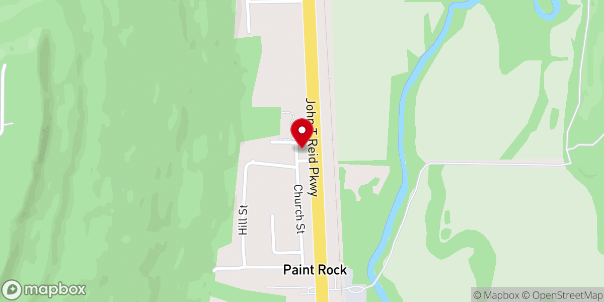 Map showing location of Paint Rock Missionary Baptist Church