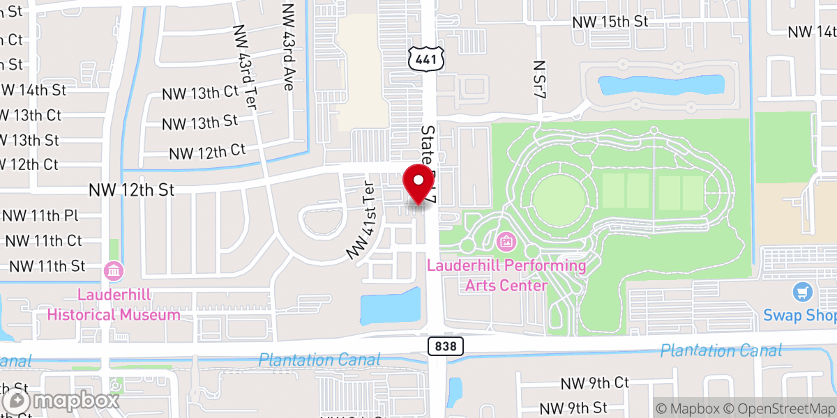 Map showing location of Lauderhill Seventh-day Adventist Church